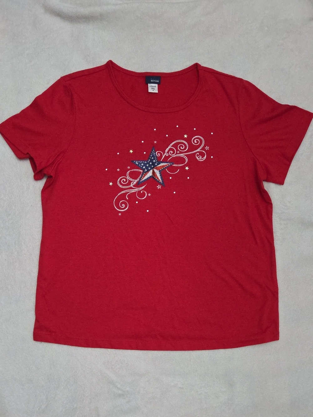 Basic Editions Patriotic Tee Size Mediym Nwot
